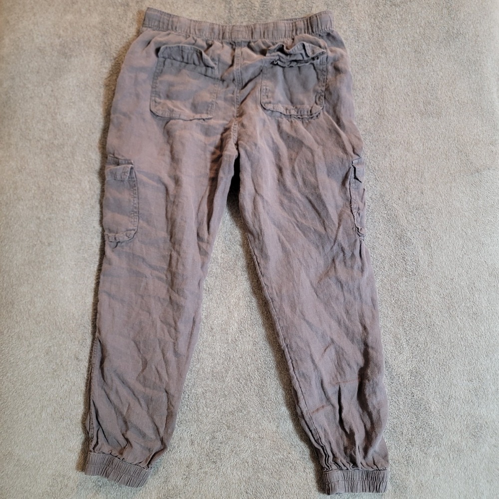 Nicole Miller Women's 100% Linen Cargo Jogger Pants Dark Grey Size Medium - Picture 3 of 3